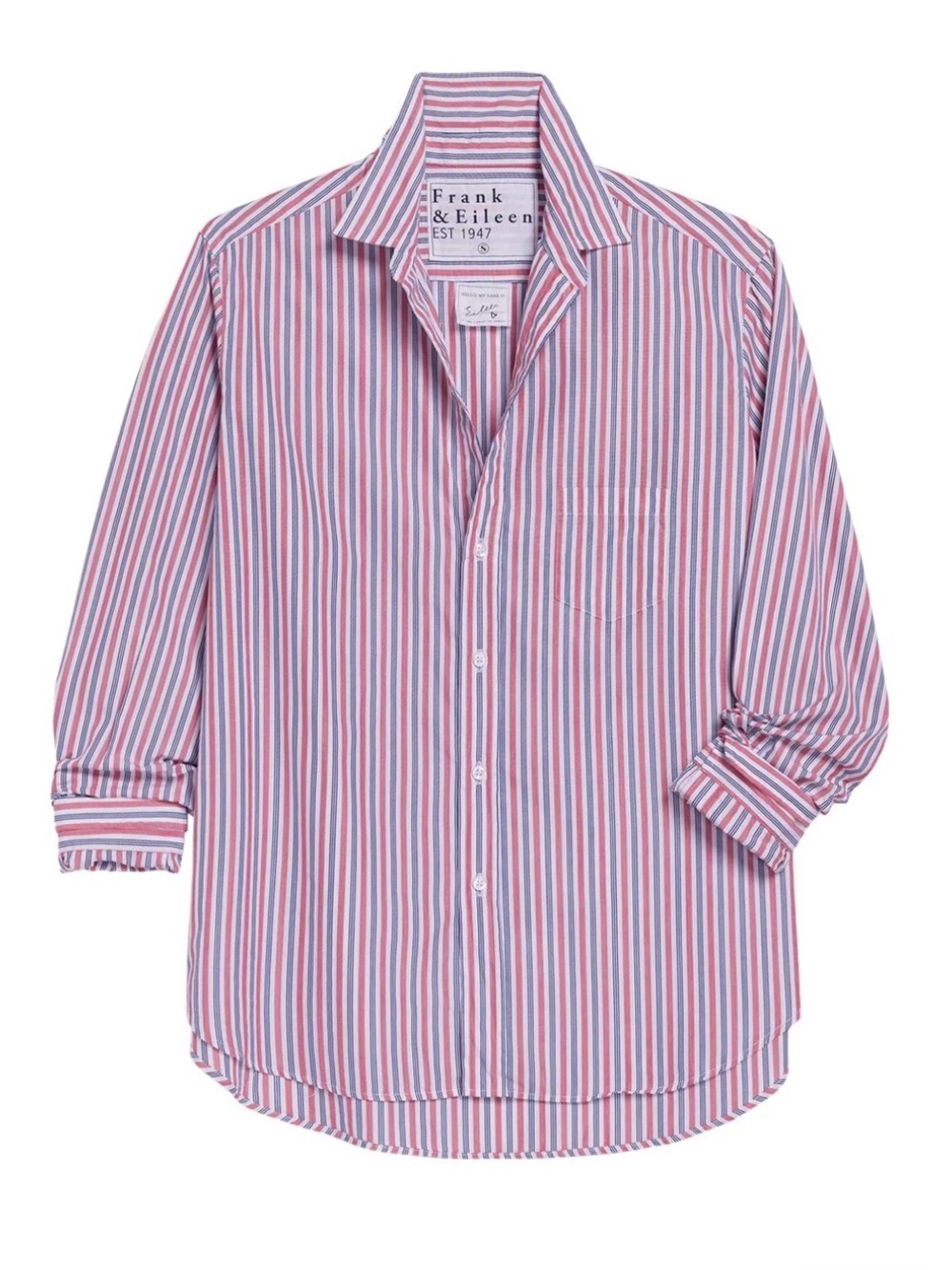 Frank & Eileen Linen Eileen tailored Button Down Shirt Multi Stripe L
